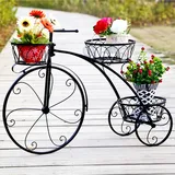 Pflanzregal Blumenregal Metall Fahrrad Design Schwarz Blumenständer Mit 3 Ablagen Für Balkon Flur Garten