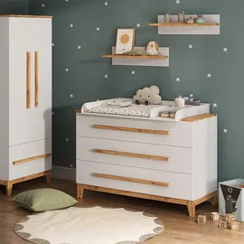 VitaliSpa Wickelkommode Malia, Weiß/artisan, 133.2 X 98 cm, Mit 3 Schubladen, Vitalispa