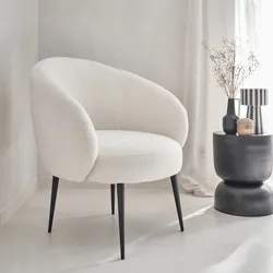 Design-Rundsessel mit Bouclé-Bezug Creme - sweeek