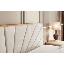 altdecor Boxspringbett mit Matratze Topper, Polsterbett mit Bettkasten, LOLLI6-Z KING - 120x200 - Beige Casablanca