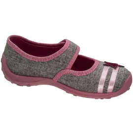Fischer Markenschuh Fischer Kinder Hausschuh Mädchen Mary Jane Ballerina Glitzer Stern 632344, Größe:33 EU, Farbe:Grau - Grau - 33
