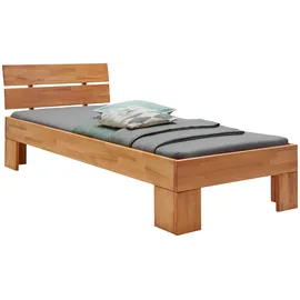 Home Affaire Massivholzbett HOME AFFAIRE "Modesty II, Made in Europe", beige (naturfarben), B:96cm H:93cm L:206cm, Betten, Massivholzbett, aus massiver Kernbuche, in verschiedenen Breiten, mit Metallbeschlägen