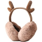 Damen Warme Ohrenschützer,Asudaro Süße Geweih-Ohrenschützer Weiche Bequeme Plüsch-Ear Muffs Outdoor-Ohrenwärmer Flauschige Ohrenschützer Faltbare Winter-Ear Warmers Kaffee