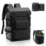Odoland 2 in 1 Kühlrucksack - Separat Nutzbare Kühltasche 9L und 26L Hauptfach, 10 Stunden Kältehaltung, Auslaufsicher, Wasserdicht, Isolierter Picknickrucksack für Einkaufen, Camping, Strand, Arbeit
