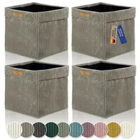 Lycce Kallax Boxen Cordstoff 4er Set | faltbare Aufbewahrungsboxen
