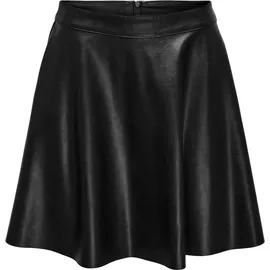 Only Lederimitatrock "ONLUNA FAUX LEATHER FLARED SKIRT OTW", Damen, Gr. S (36), schwarz, Web, Obermaterial: 100% Polyester, unifarben, regular fit kniefrei, Röcke