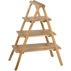 Regal FLORIS Teak Braun Holz Stufenregal Standregal Holzregal Raumtrenner massiv