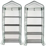 Royal Gardineer Folien-Gewächshaus 2er-Set Weiß 4 Etagen 69x160x49 cm