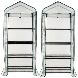 Royal Gardineer Folien-Gewächshaus 2er-Set Weiß 4 Etagen 69x160x49 cm