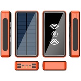 KKPLZZ Solar Power Bank 100000 mAh, Hochleistungs-Solarladegerät mit 4 USB-Anschlüssen, wasserdichtes tragbares drahtloses Ladegerät Externer Akku mit LED-Licht Camping im