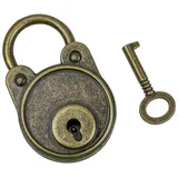 HMF Vintage Deko Vorhängeschloss mit Schlüssel, Bronze