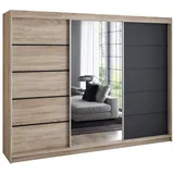 a&j möbelland gmbh Schiebetürenschrank VILUNO 200 x 215 x 59,5 cm Beige/Schwarz