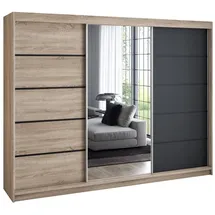 A&J MöbelLand Schiebetürenschrank VILUNO 200 x 215 x 59,5 cm Beige/Schwarz