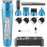 Haarschneidemaschine Profi Haarschneider Herren Haartrimmer Bartschneider Barttrimmer Präzisionstrimmer Langhaarschneider Wasserdicht Wasserdicht 10 In 1 (Blau)