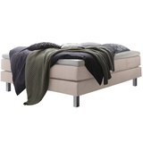Hasena Boxspringbett Basio, ohne Kopfteil, frei im Raum stellbar, Bezugsstoffe, Federkernmatratze beige / Grau, Liegefläche:160 x 200 cm,