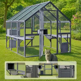 Wiltec Freilaufgehege Katzen 210 x 187 x 187 cm Grau