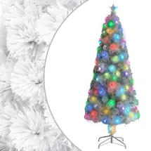 vidaXL Künstlicher Weihnachtsbaum mit Beleuchtung Weiß 240 cm