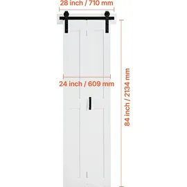Vevor Faltbare Schiebetür im Scheunentor-Stil rechts 60,9 x 213,4 cm Weiß