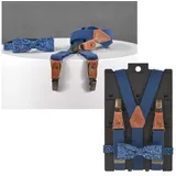 Sir Redman Hosenträger Kids Kinderhosenträger, Fliege, Hosenclips, 25mm Trägerbreite, 80cm lang blau