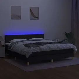 vidaXL Boxspringbett mit Matratze & LED Schwarz 180x200 cm Stoff