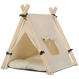 EUGAD Tipi Zelt für Katzen Hunde, Hundezelt Katzenzelt, Tipi Zelt für Haustiere mit Kissen, Hundehütte Indoor, Hundezelt Katzenzelt Abnehmbar und Waschbar, Katzenhaus Haustierhäuser 45x45x55cm