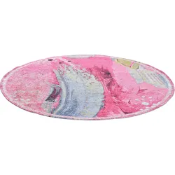 Teppich GINO FALCONE "Cosima-111", rosa, B:100cm H:3mm L:100cm Ø:100cm, Polyester, Teppiche, flachgeweber Jaquard-Teppich, mit Chenillegarn, modernes Design
