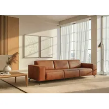 Home Affaire 3-Sitzer HOME AFFAIRE "Lorcan 257 cm, weiches Sitzgefühl", cognac, B:257cm H:77cm T:93cm, 35% LEATHER, 65% PES, Sofas, mit schwarzen Metallfüßen, Lederoptik und in weichem Strukturstoff