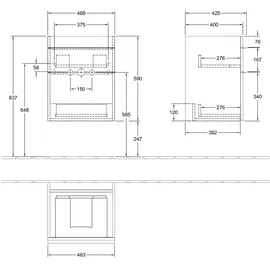 Villeroy & Boch Waschbeckenunterschrank 2 Auszüge 46,6 x 59 x 42,5 cm Braun