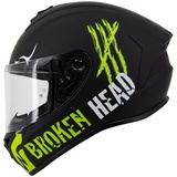 Broken Head Motorradhelm »Adrenalin Therapy 4X Black-Green Matt«, ein Helm für Adrenalin Junkies M (57-58 cm)
