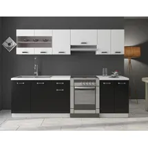 Küchen-Preisbombe Küchenzeile Omega 240 cm Schwarz + Weiss