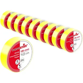 POPPSTAR PVC Isolierband 10m (18mm breit, 0,18mm stark), gelb, 10 Rollen