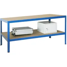 Szagato Arbeitstisch Stahl 150x100 cm blau 2 Böden