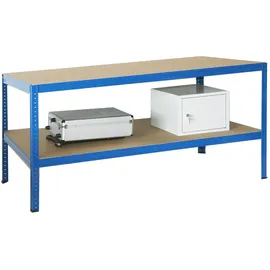 Szagato Arbeitstisch Stahl 150x100 cm blau 2 Böden