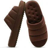 KuaiLu Hausschuhe für Männer Baumwollmischung Stoff Warme Slides Hausschuh Comfy Arch Support Innen Außen Haus Slipper Schuhe Bequem Slip-on Leichte Dicke Kissen Mann Scuff Pantoffeln, Dunkelbraun 47 - 47 EU