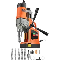 VEVOR Profi Kernbohrmaschine Magnetbohrmaschine Magnetkraft 12500 N, 850 U/min 1450 W Magnetbohrmaschine 40 mm Max. Bohrdurchmesser, Magnetkernbohrsystem für Schiffsbau, Brückenbau usw. Orange