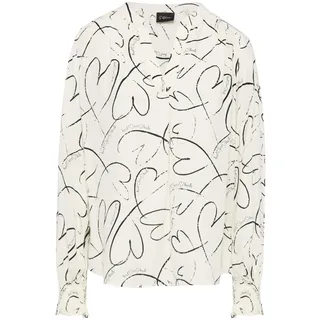 S.Oliver BLACK LABEL Viskosebluse mit All-Over-Print und Smok-Detail am Ärmel Ecru 40 - 40