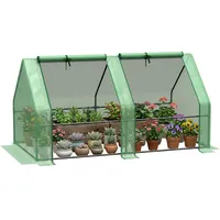 Outsunny Gewächshaus Mit Reißverschlussfenster, Winterfest Foliengewächshaus Aus Stahl, Treibhaus Für Balkon, Garten, 180 X 90 X 90 Cm, Tomatenhaus Für Tomaten, Gemüse, Blumen, Grün