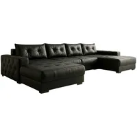 A&J MöbelLand Eckcouch Polyester mit Schlaffunktion 3-Sitzer Schwarz