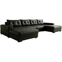 A&J MöbelLand Eckcouch Polyester mit Schlaffunktion 3-Sitzer Schwarz