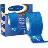 ACTIOMEDIC wasserabweisender, elastischer Schnellverband, selbstklebend I Abreißbare Bandage in Blau / Hautfarben I Hypoallergenes Klebeband, 3cm x 7m