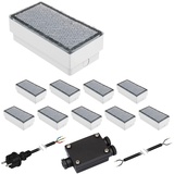 ledscom.de 10er-Set LED Pflasterstein CUS, IP67, 230V, 20x10x4cm, kaltweiß