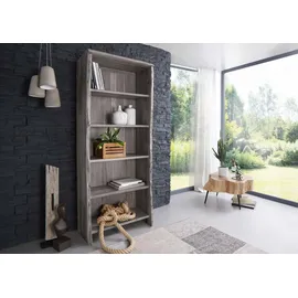 Massivmoebel24 Regal Akazie 81 x 45 x 204 cm grau lackiert / grau