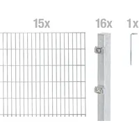 GAH Alberts Alberts Doppelstabmatten-Grundset 30 m 200 x 140 cm 6/5/6 feuerverzinkt