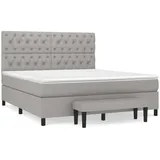 vidaXL Boxspringbett mit Matratze Hellgrau 160x200 cm Stoff - Grau