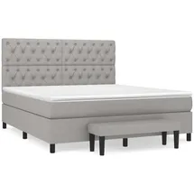 vidaXL Boxspringbett mit Matratze Hellgrau 160x200 cm Stoff - Grau