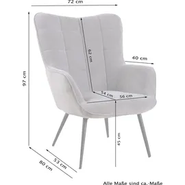 byLIVING Relaxsessel Uta Cord 72 x 97 x 80 cm Beige mit Kissen