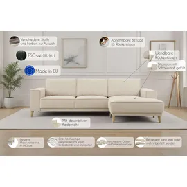 OTTO home Ecksofa OTTO HOME "Oland Skandi, weicher Chenille-Stoff", braun, B:280cm H:85cm T:152cm, 100% Polyester, Sofas, Ecksofa, L-Form, 280 cm, Wellenunterfederung, Skandi-Design, Massivholzfüße