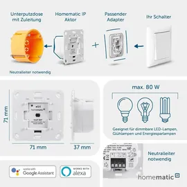 eQ-3 Homematic IP Dimmaktor für Markenschalter Schaltaktor mit Dimmfunktion (143166A0)
