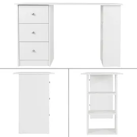 ML-Design Schreibtisch 3 Schubladen 3 Regale Weiß, 120x49x72 cm Computertisch Bürotisch Homeoffice Arbeitstisch