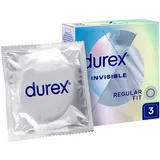 DUREX Invisible Extra Dünn Extra Sensitive, 3er-Pack Latex Kondome, Unparfümiert, Natürlich, Hypoallergen